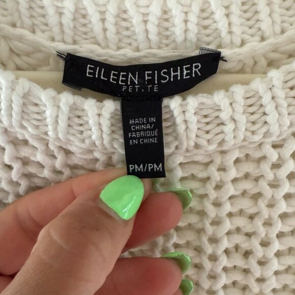 Eileen Fisher Chunky Cotton Knit Sweater Womens Petite Medium Preppy Academia - Picture 4 of 9
